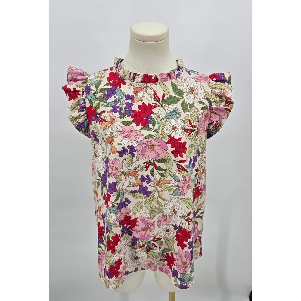 Les Amis Romatic Floral‎ Flutter Sleeve Blouse